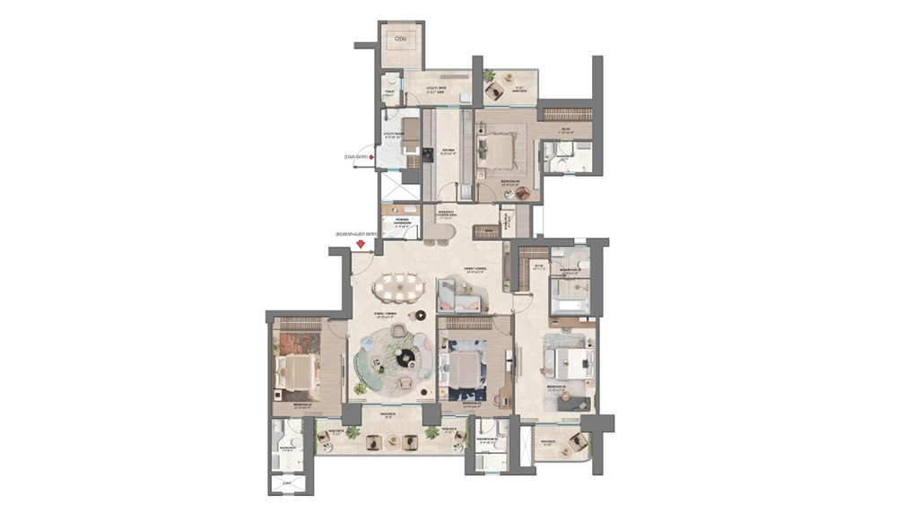 3 BHK Typical Floor Plan